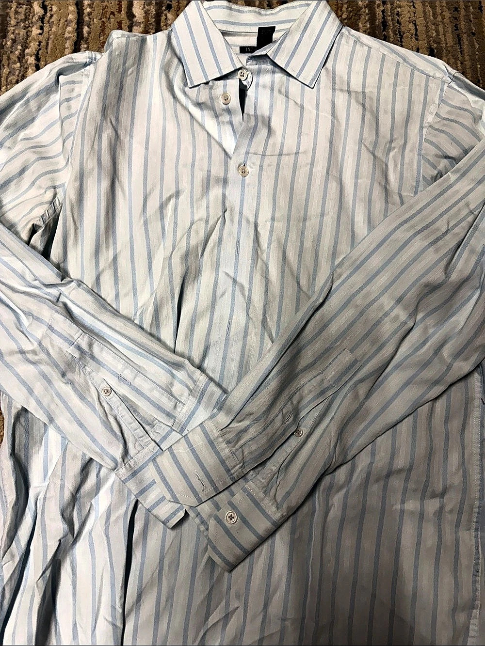 INC International Concepts Striped Cotton Button Down in White & Blue